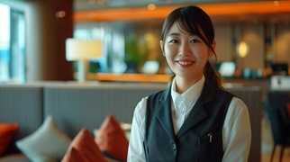 ホテルスタッフのアジア人女性