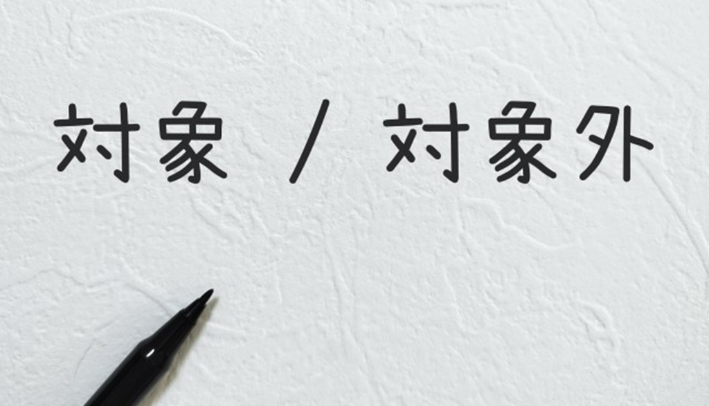 漆喰の壁に書かれた対象/対象外の文字
