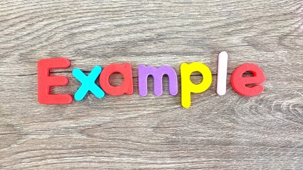 Exampleと象られたブロックで文例を表現