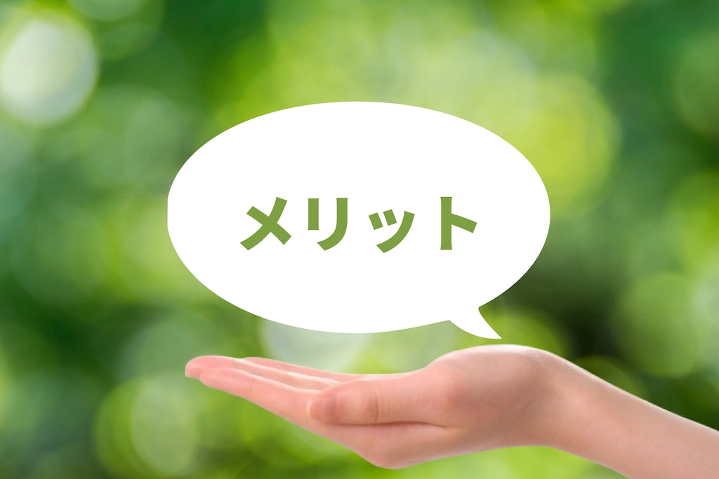 掌の上にメリットの文字