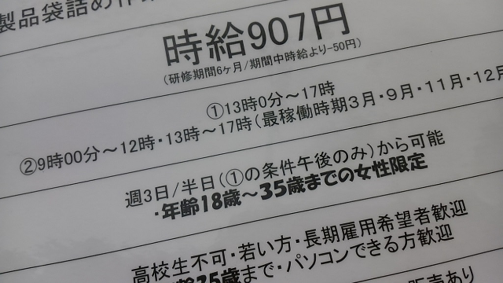 年齢制限が記載された募集要項