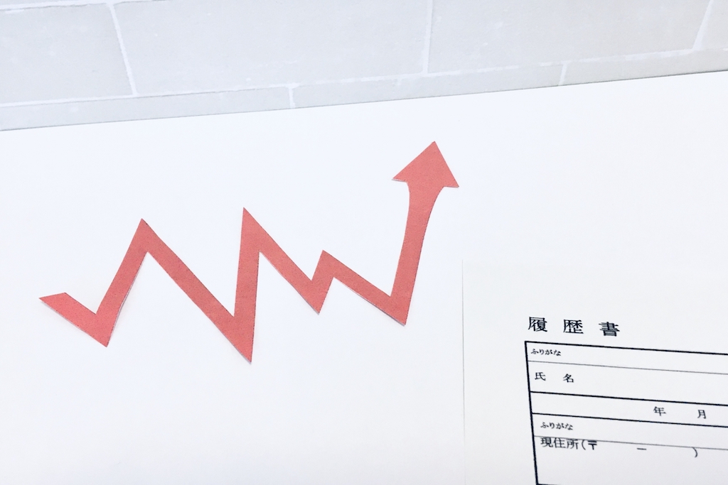 履歴書と求人倍率を示唆する折れ線グラフ