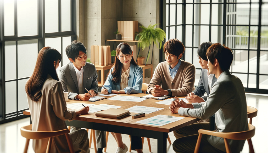 非正規社員も交えた労働者たちの集まりを表現